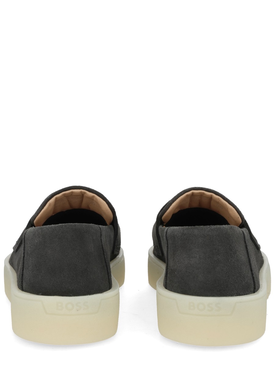 Boss Kieran Cow Suede Penny Loafers Zwart