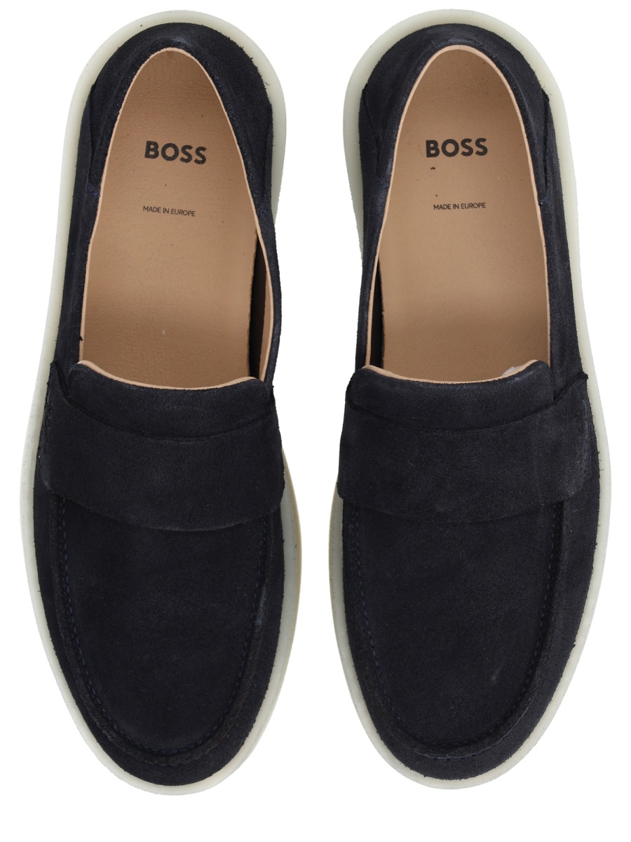 Boss Kieran Black Suede Contrast Loafers Zwart