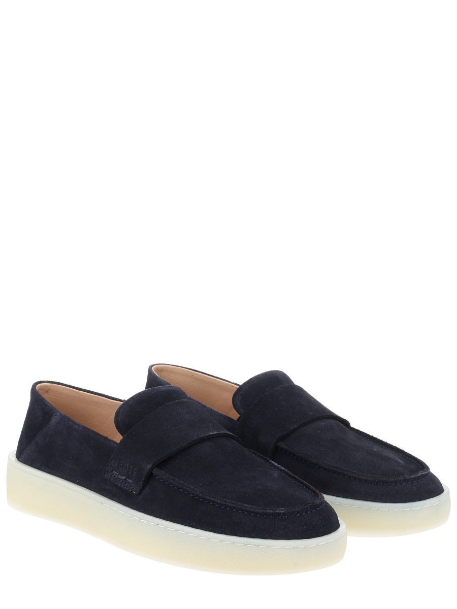 Boss Kieran Black Suede Contrast Loafers Zwart