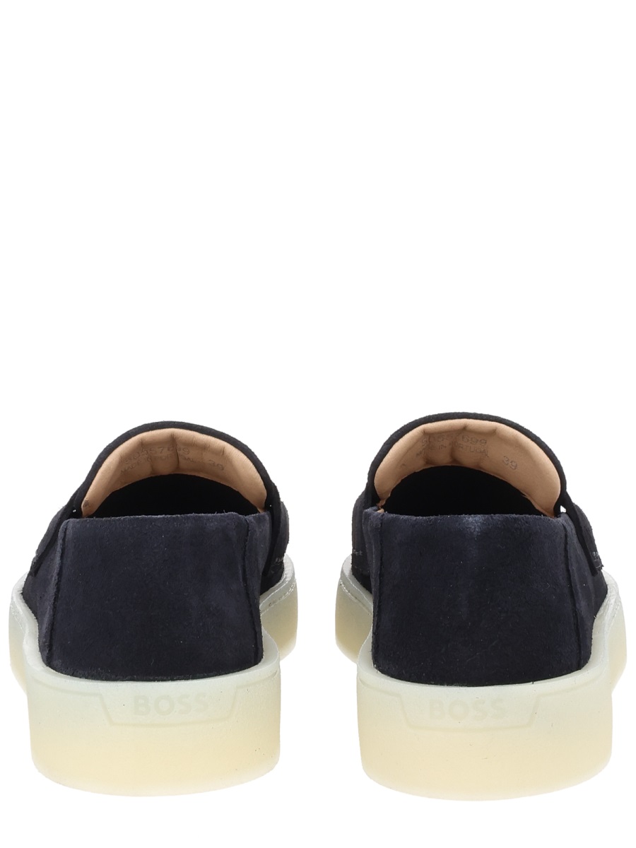 Boss Kieran Black Suede Contrast Loafers Zwart