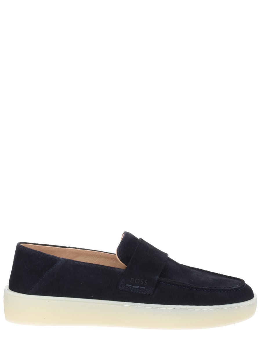 Boss Kieran Black Suede Contrast Loafers Zwart