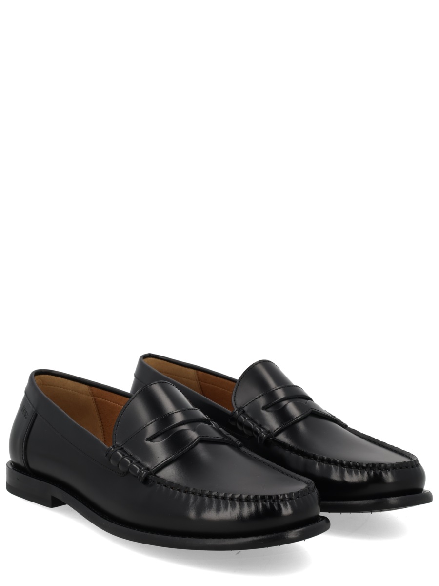 Boss Polished Cowhide Leather Penny Loafers Zwart