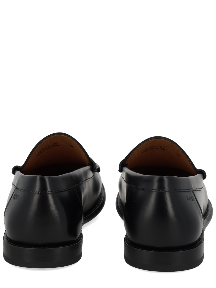 Boss Polished Cowhide Leather Penny Loafers Zwart