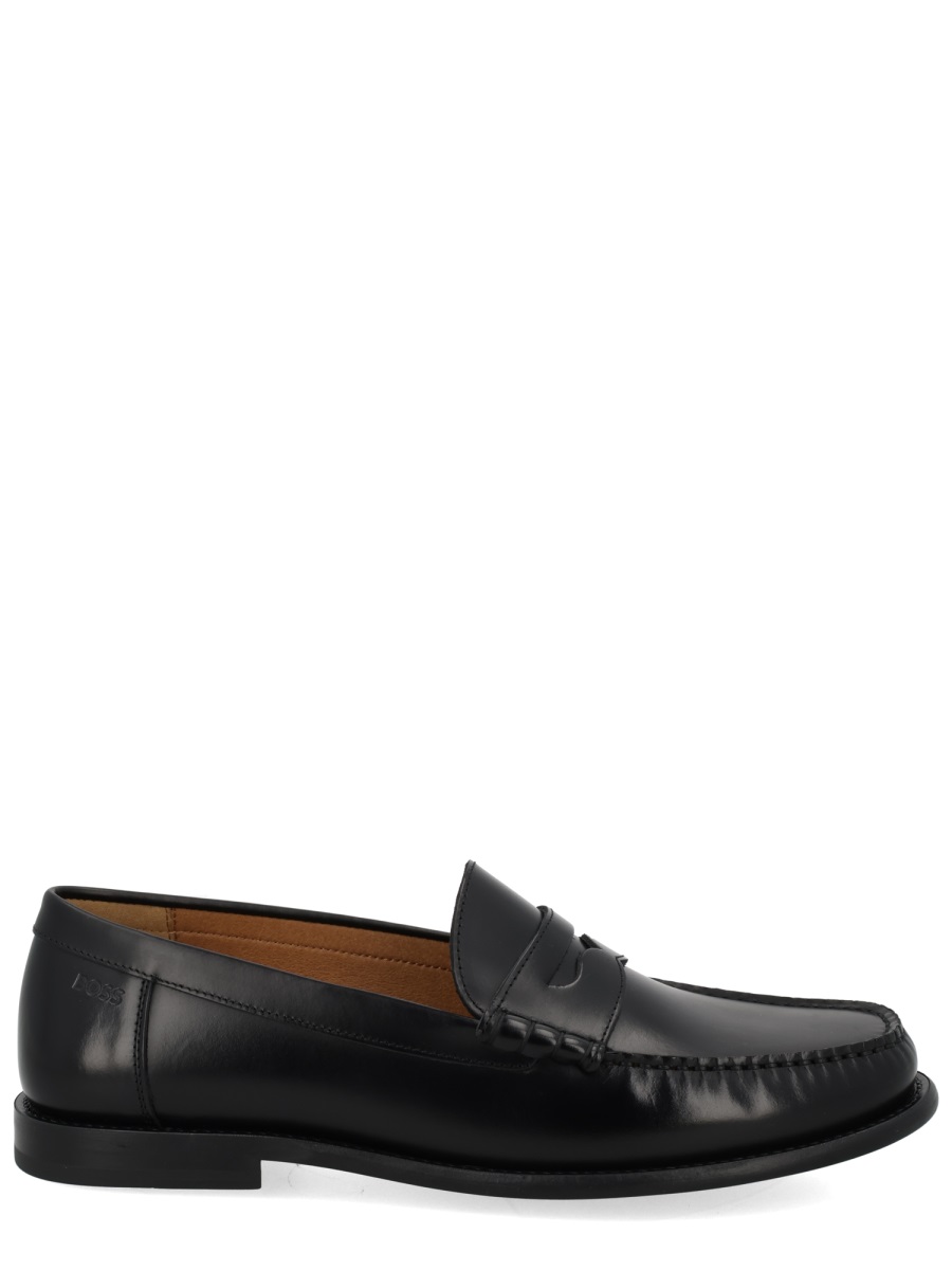 Boss Polished Cowhide Leather Penny Loafers Zwart