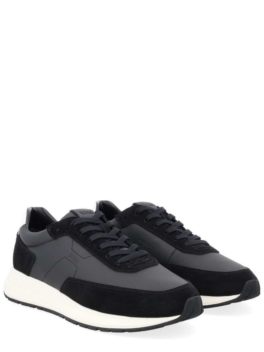 Boss Vinston Smooth Suede Low Sneakers Zwart