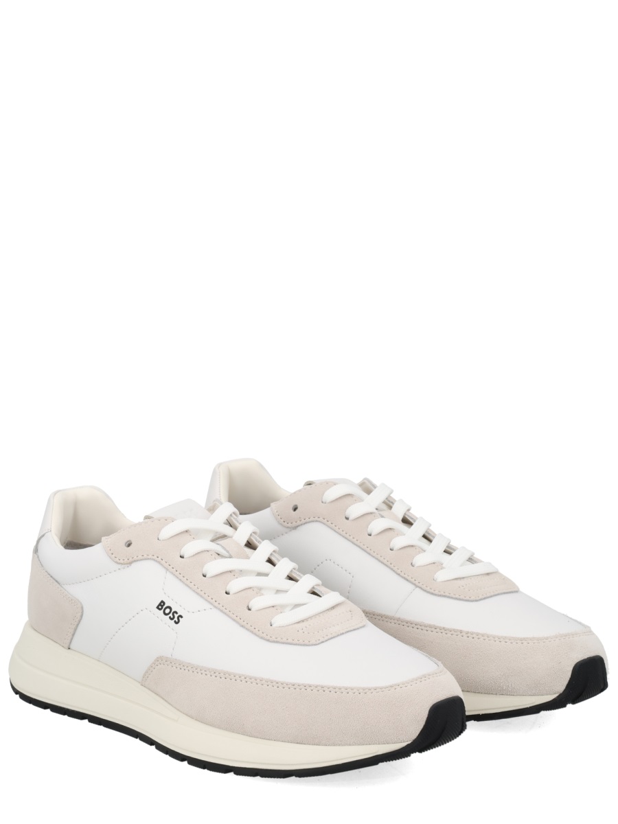 Boss Vinston Cow Leather Suede Sneakers Wit
