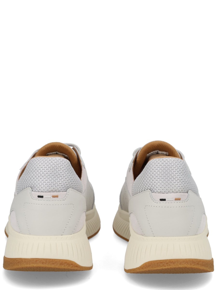 Boss Perforated Leather Mesh Detailing Sneakers Grijs