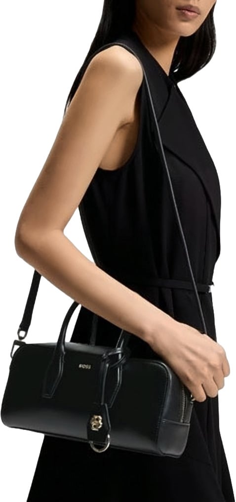 Boss Numah Bowling Leather Hobo Bag Zwart