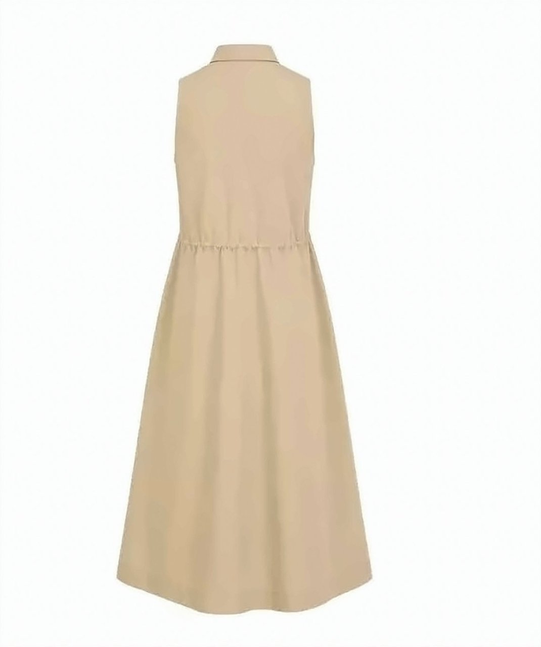 Boss Pointed Collar Midi Dress with Drawstring Waist Neutraal