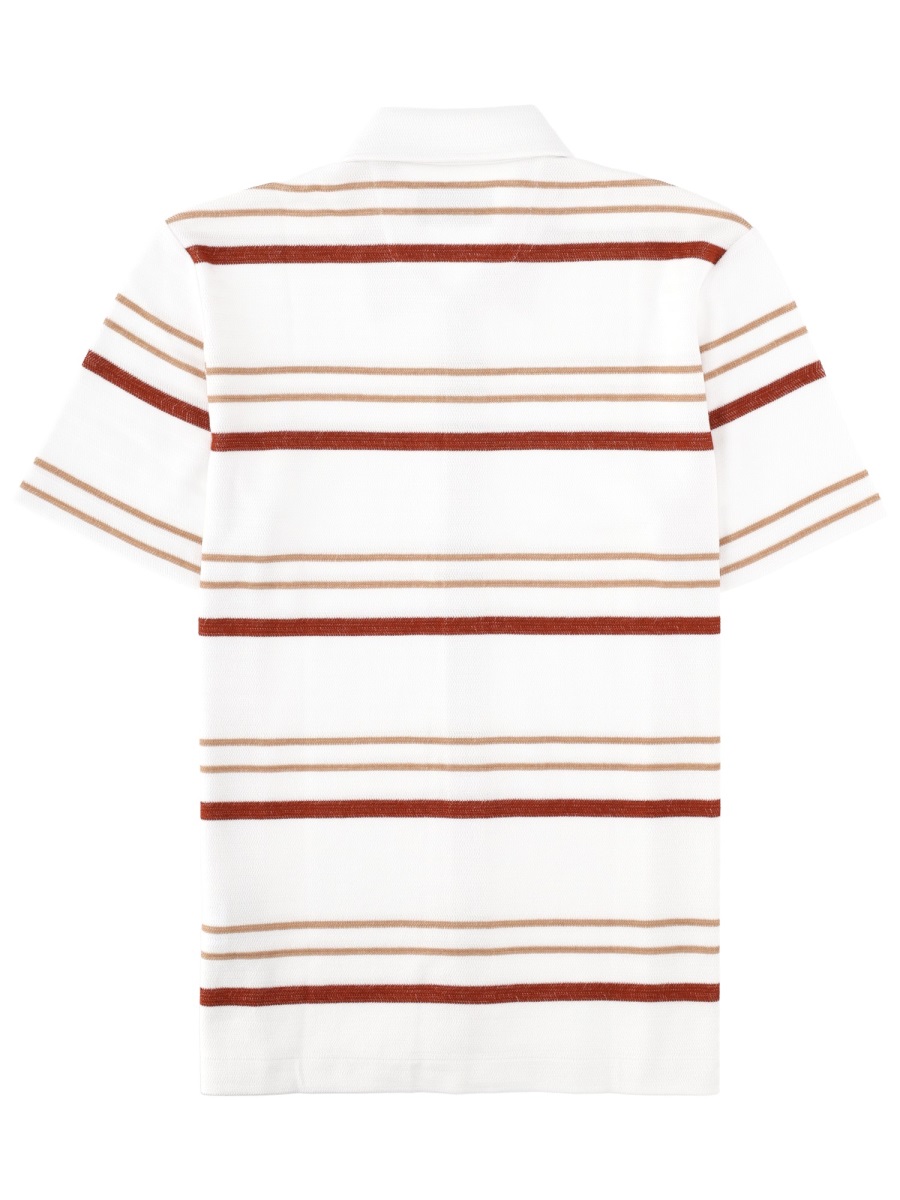 Boss White Pitti Horizontal Stripe Polo Shirt Wit