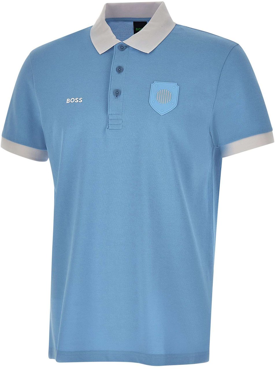 Boss T-Shirts And Polos Light Blue Lichtblauw