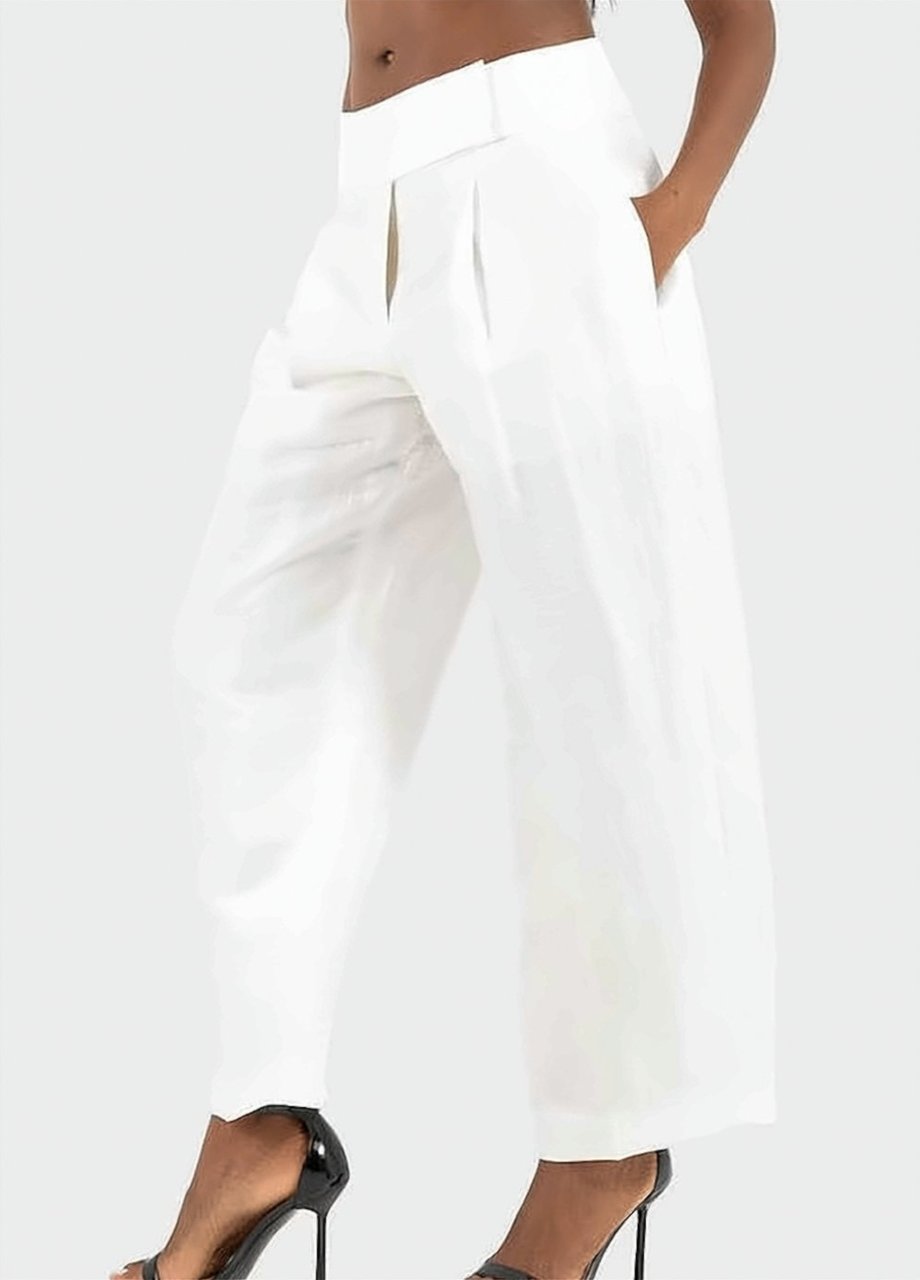 Boss Tacres Wide Leg Above Ankle Trousers Wit