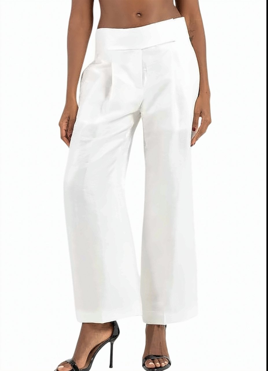Boss Tacres Wide Leg Above Ankle Trousers Wit