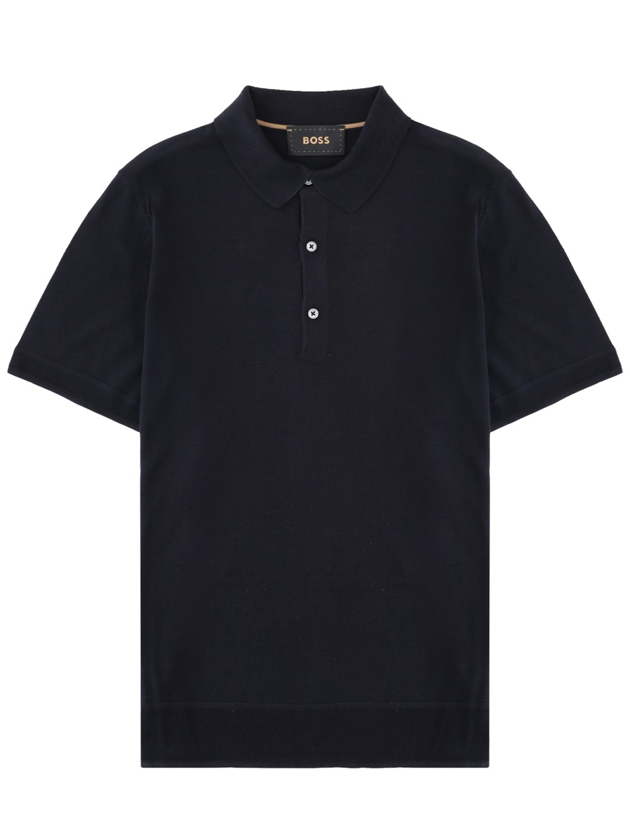 Boss Novo Lavish Silk Three-Button Polo Shirt Zwart