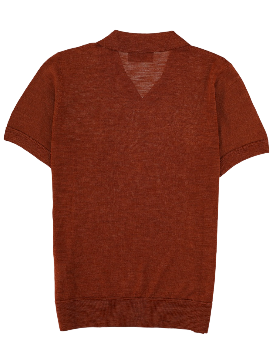 Boss L-Naden Fine Knit Silk Polo Shirt Rood