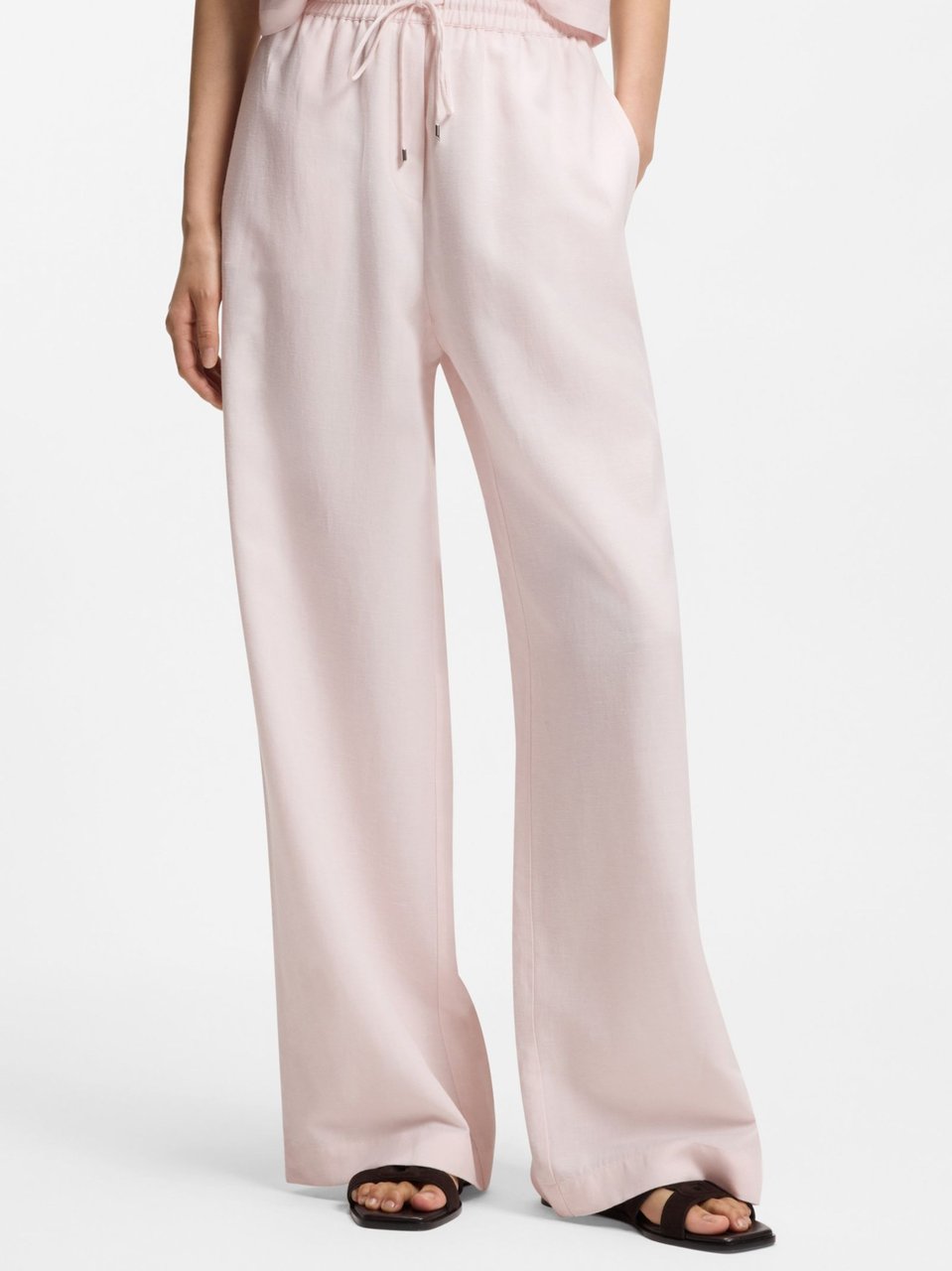 Boss Relaxed Fit Drawstring Wide-Leg Pants Neutraal