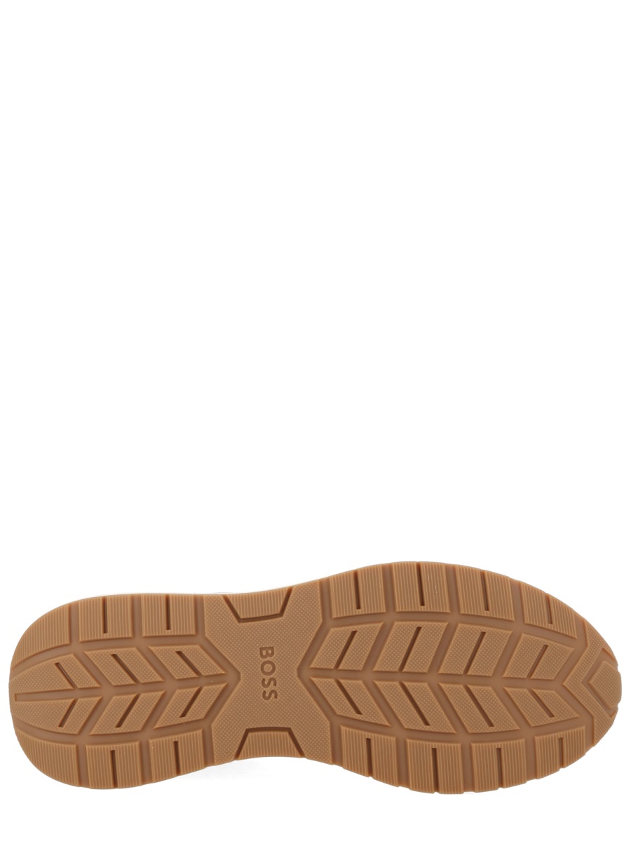Boss Vinston Cow Leather Perforated Sneakers Neutraal