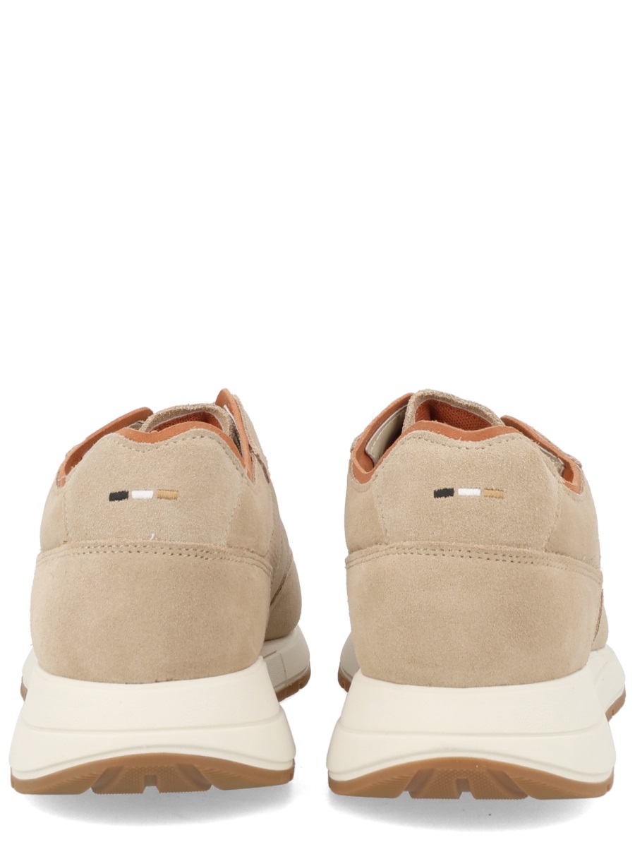 Boss Vinston Cow Leather Perforated Sneakers Neutraal