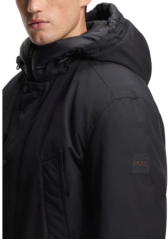 Boss Hugo Boss Black Polyester Full-Length Jacket Zwart