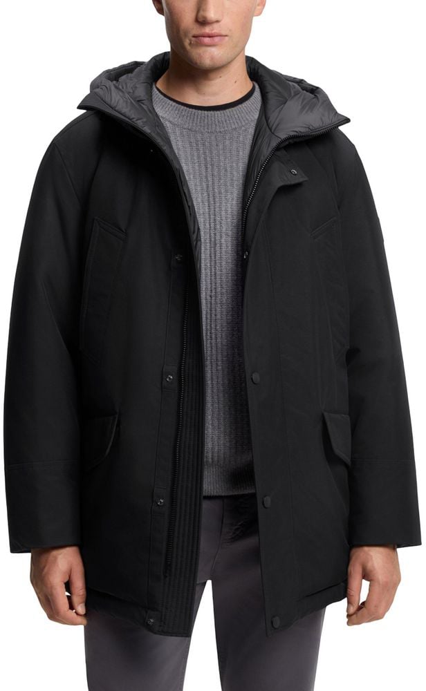 Boss Hugo Boss Black Polyester Full-Length Jacket Zwart