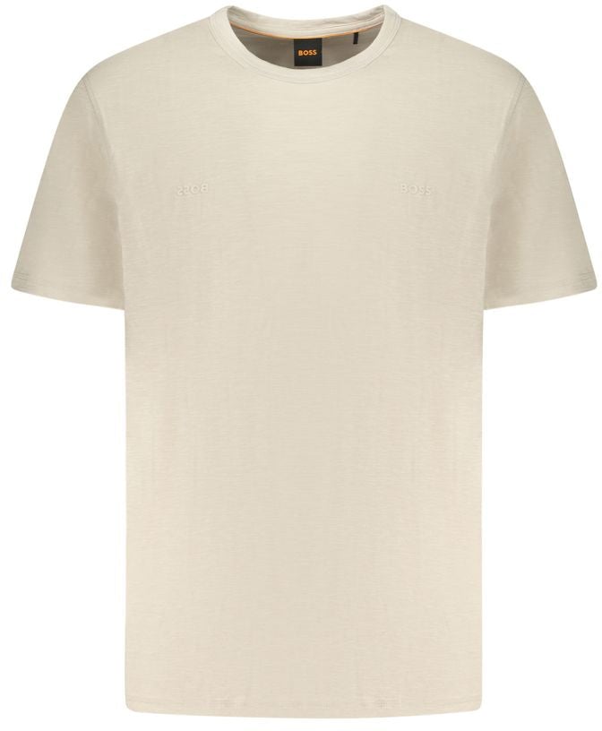 Boss Hugo Boss Beige Cotton Men T-Shirt Beige