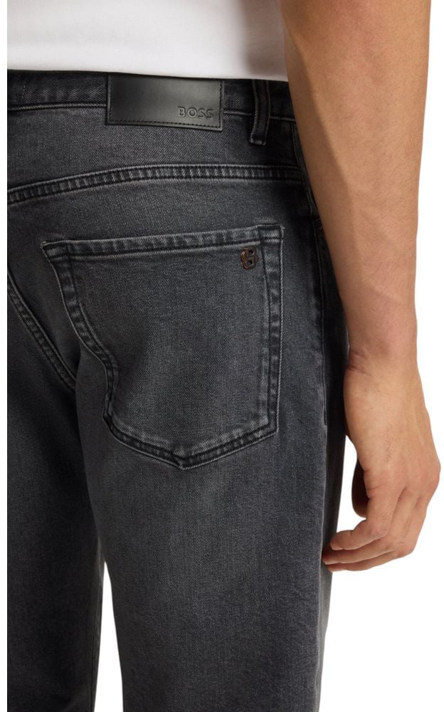 Boss Hugo Boss Gray Cotton Relaxed Fit Jeans Grijs