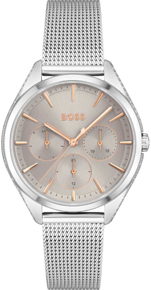Boss BOSS Horloge HB1502638 Staal Quartz Chronograaf met Mesh Horlogeband 38mm Zilver