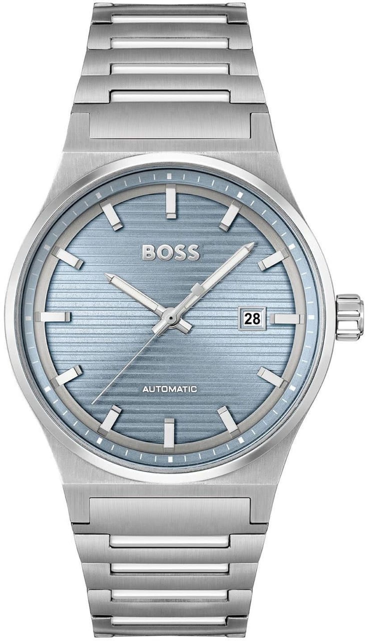 Boss BOSS Horloge HB1514118 Staal Automatic met Blauwe Wijzerplaat 41mm Zilver