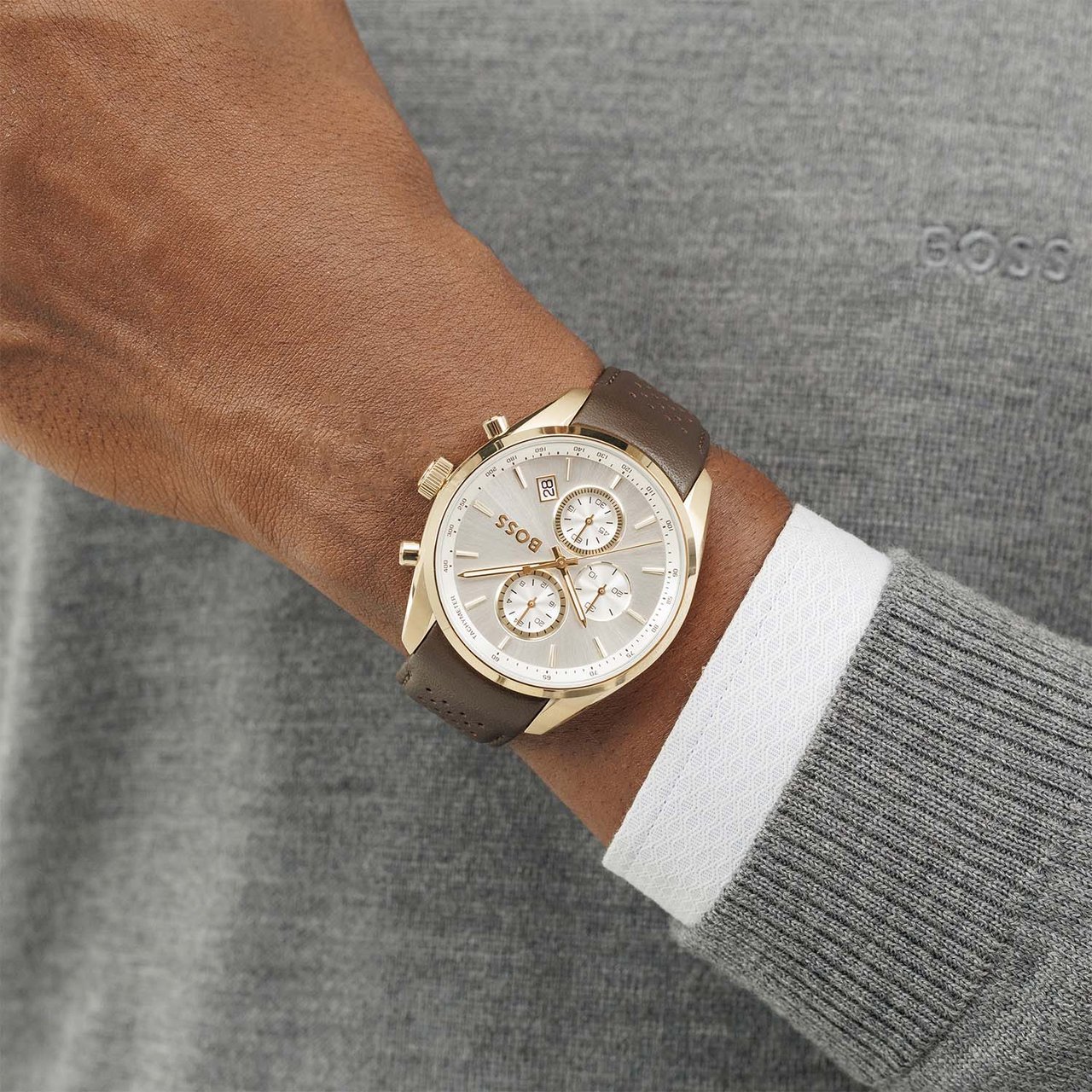 Boss HB hrn lr br GRAND PRIX 44mm Goud