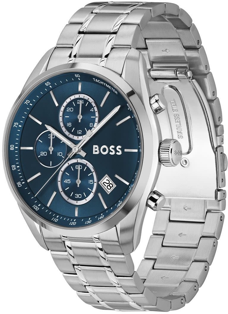Boss HB hrn stl stl GRAND PRIX 44mm Zilver