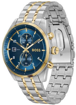 Boss HB hrn stl bico SKYTRAVELLER 44mm Zilver