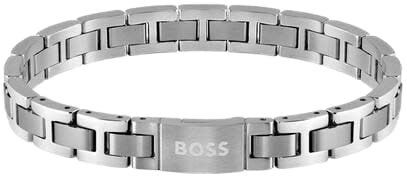 Boss BOSS JEWELS HBJ1580036 METAL LINK ESSENTIALS Mannen Armband 20cm Deze armband van BOSS uit de METAL LINK ESSENTIALS serie met artikelnr. HBJ1580036 is een stijlvol sieraad voor de echte BOSS klant. De stalen schakelarmband toont als een horlogeband Zilver