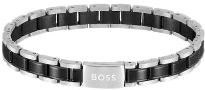 Boss BOSS JEWELS HBJ1580665 METAL LINK ESSENTIALS Mannen Armband 20cm Deze armband van BOSS uit de METAL LINK ESSENTIALS serie met artikelnr. HBJ1580665 is een stijlvol sieraad voor de echte BOSS klant. De stalen schakelarmband toont als een horlogeband Zwart
