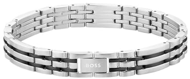 BOSS Armband HBJ1580814 Wesley Staal met Zwart 19cm Zilver