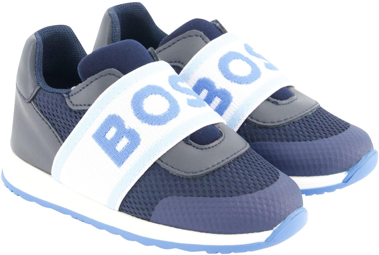 Boss Boss Jongens Sneakers In Navy Blauw