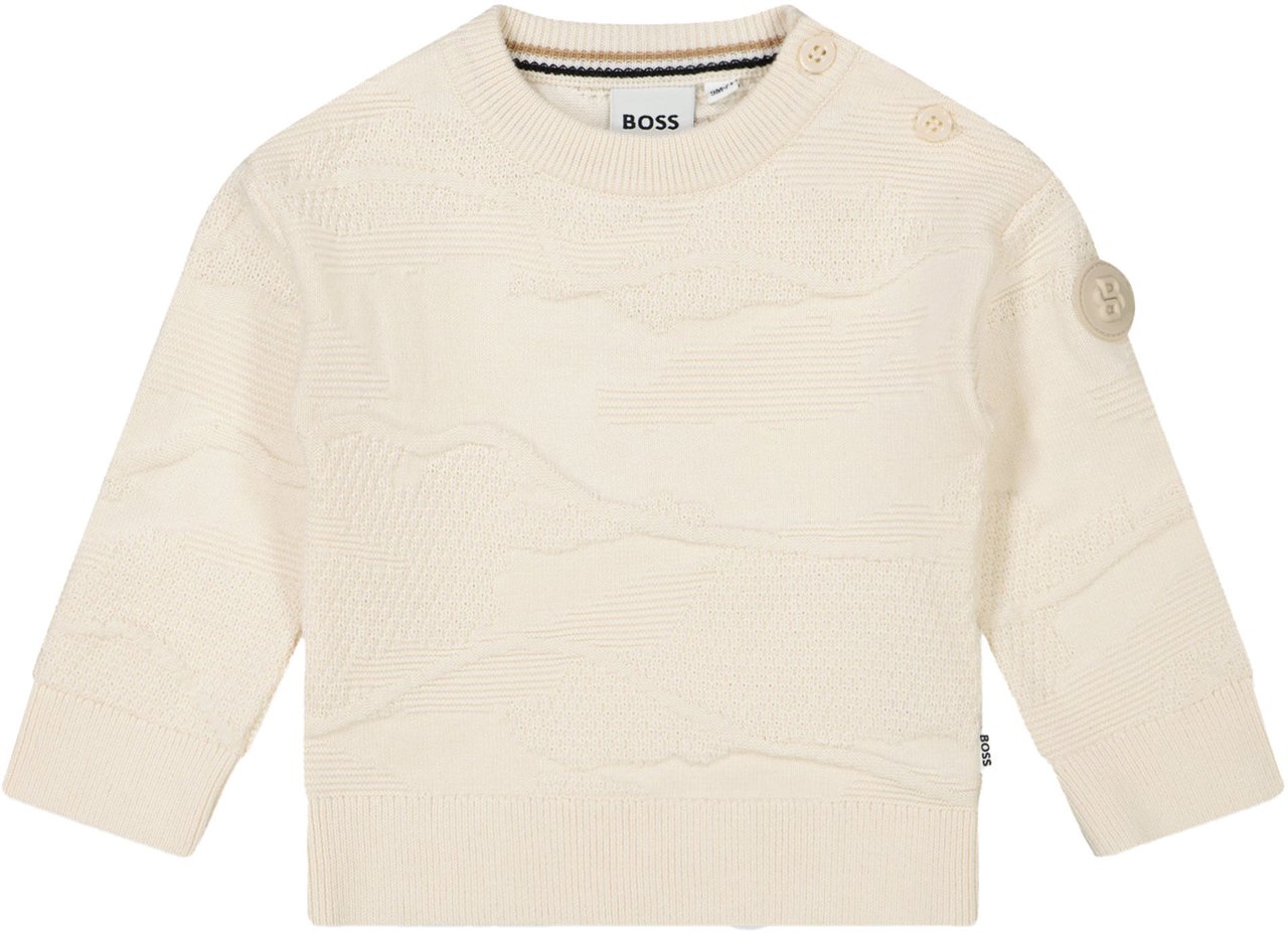 Boss Boss Baby Jongens Trui In Off White Wit