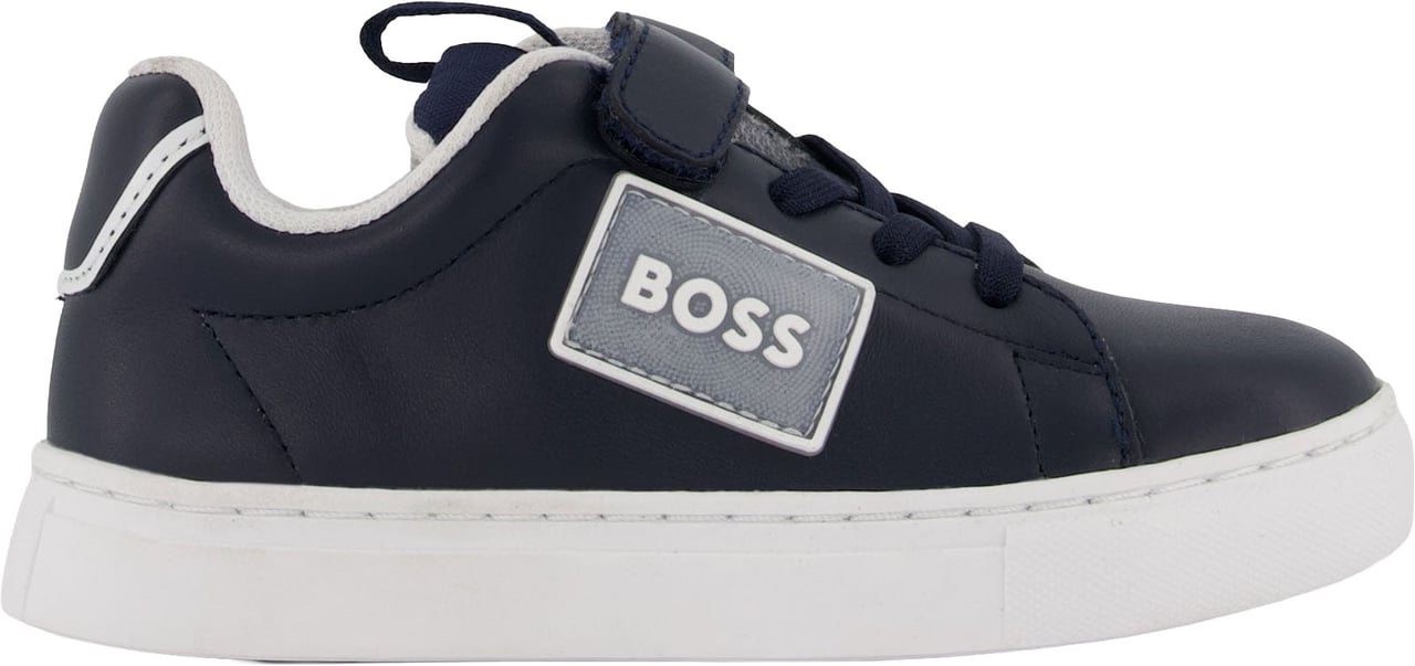 Boss Jongens Sneakers In Navy Blauw