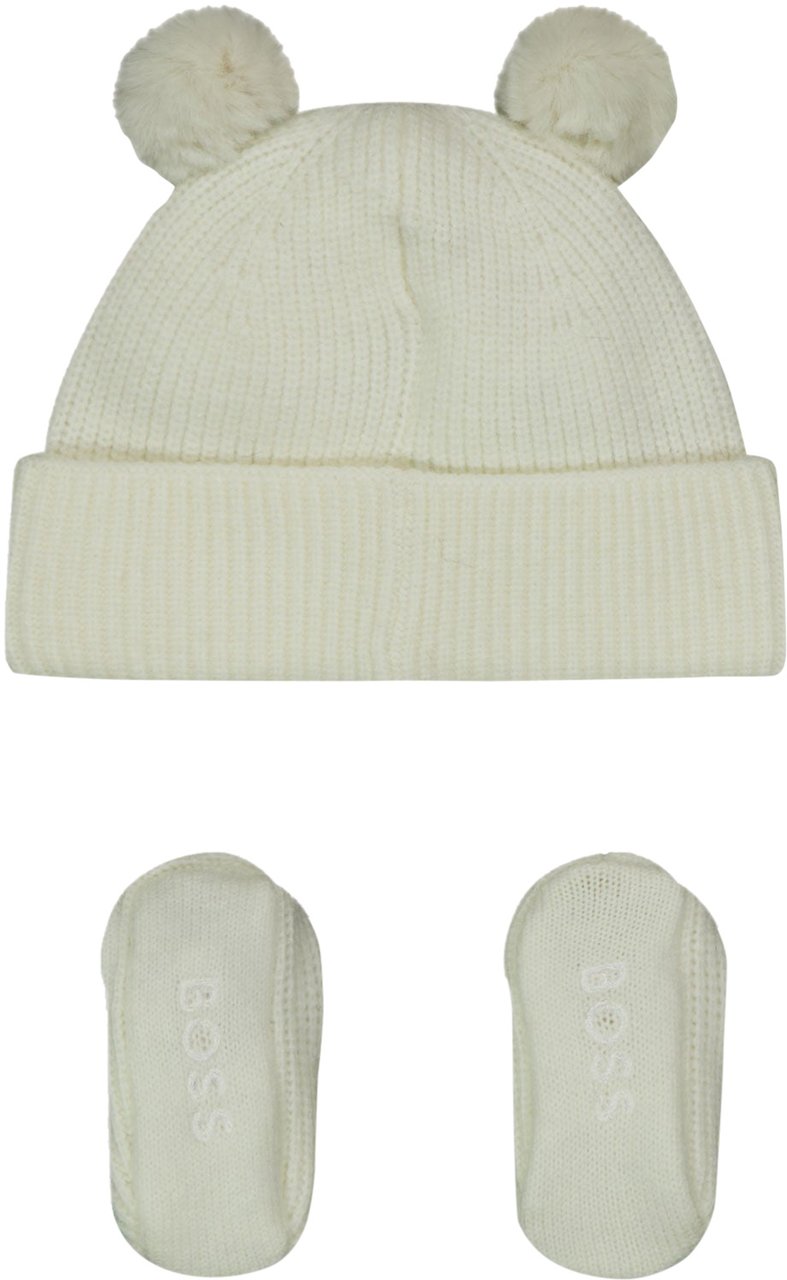 Boss Boss Baby Jongens Muts In Off White Wit