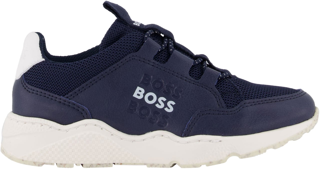 Boss Boss Jongens Sneakers In Navy Blauw
