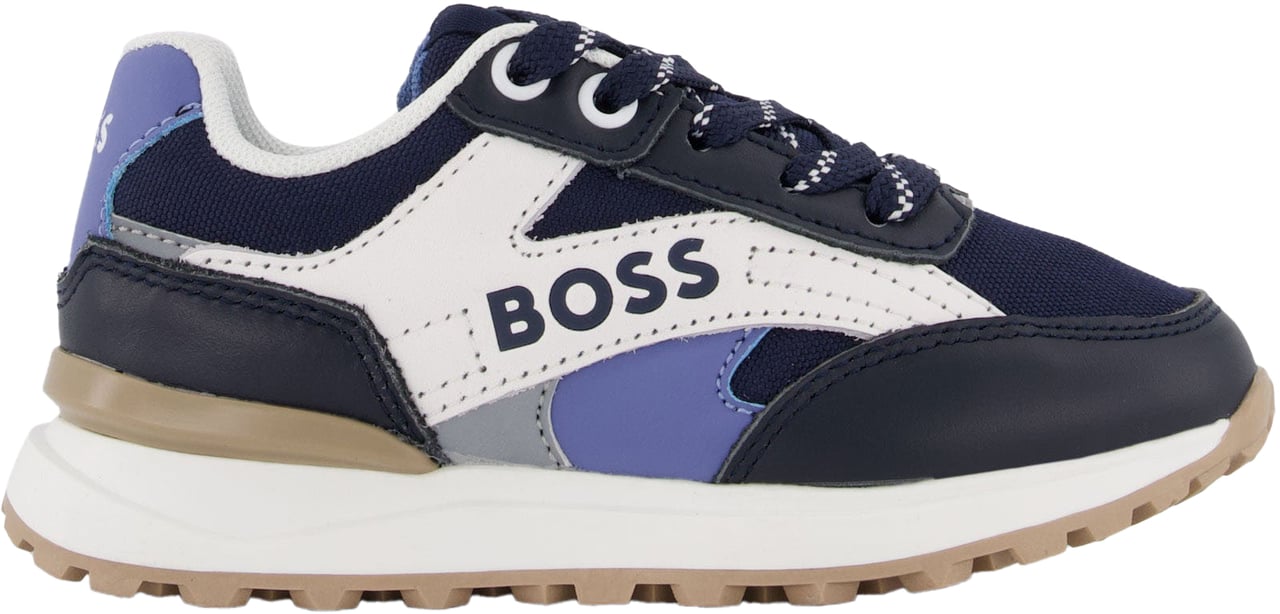 Boss Boss Jongens Sneakers In Navy Blauw