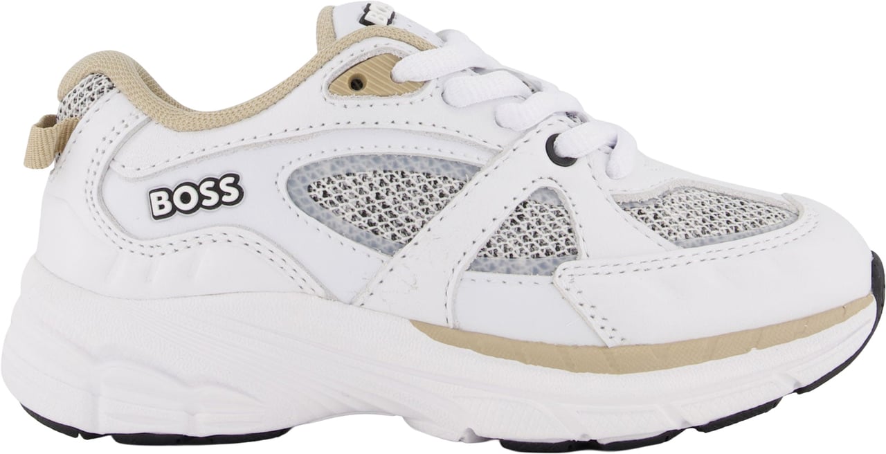 Boss Jongens Sneakers In Wit Wit