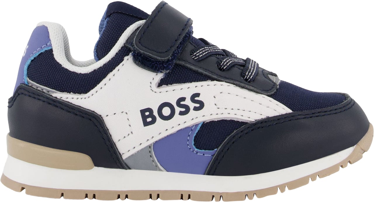 Boss Boss Jongens Sneakers In Navy Blauw