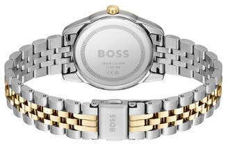 Boss BOSS Horloge HB1502811 Graceful Prec Staal Bi-color Quartz 30m Waterdicht met Zwarte Wijzerplaat 32mm Zilver