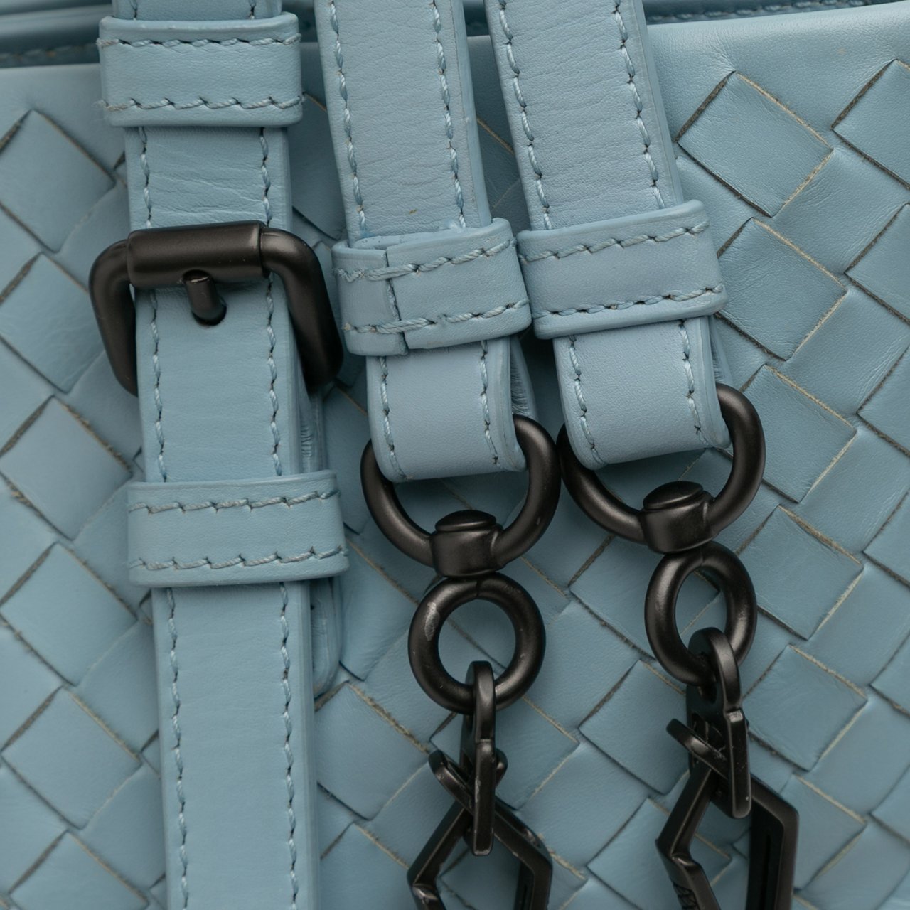 Bottega Veneta Small Nappa Intrecciato Roma Satchel Blauw