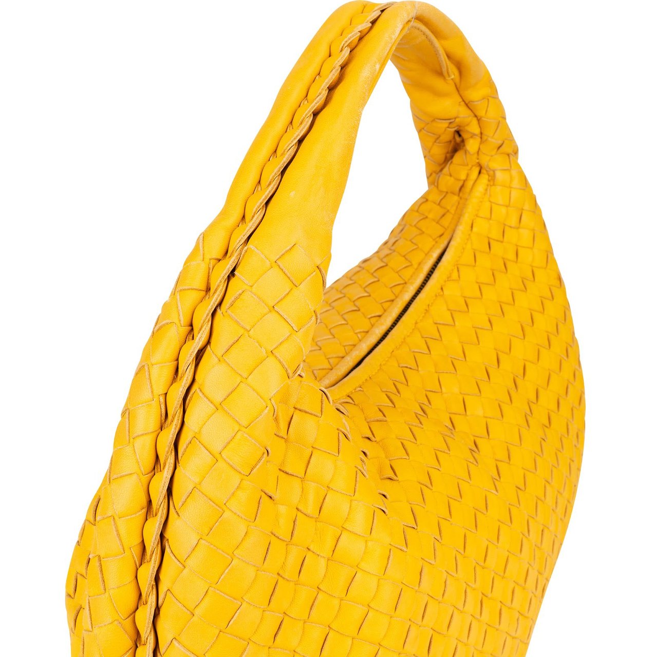 Bottega Veneta Bottega Veneta Red Intrecciato Leather Belly Hobo Bag Geel