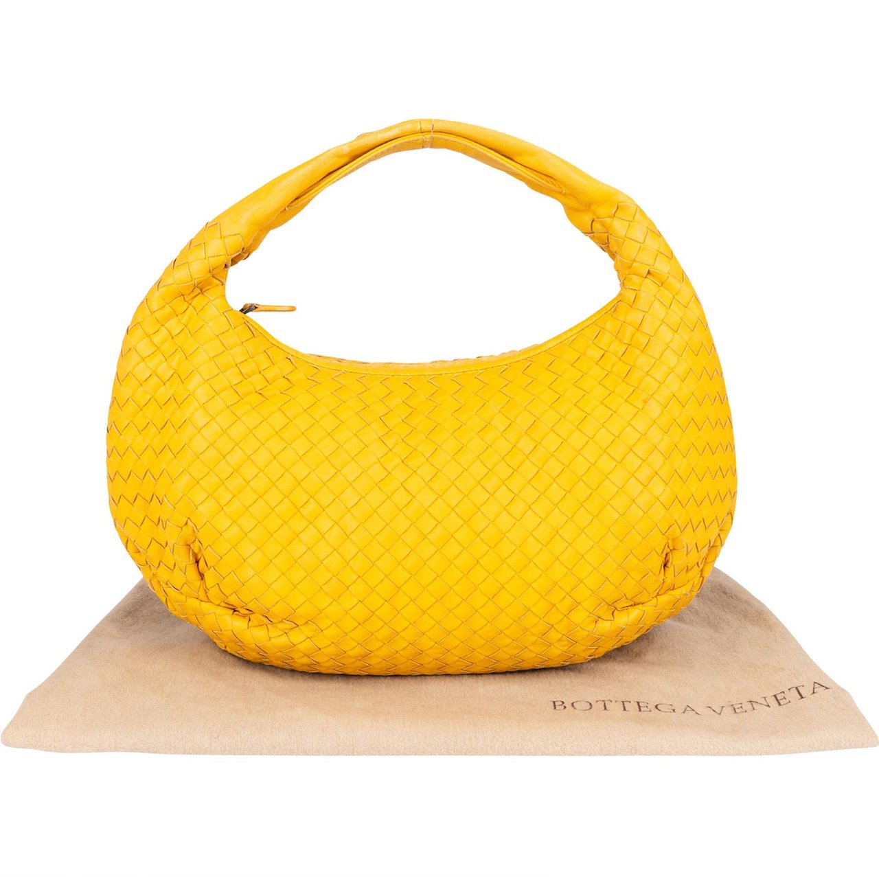 Bottega Veneta Bottega Veneta Red Intrecciato Leather Belly Hobo Bag Geel