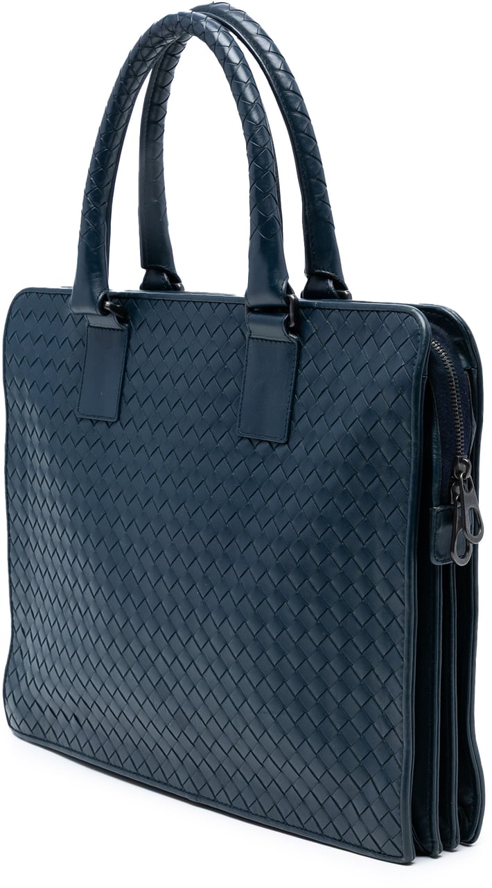 Bottega Veneta Nappa Intrecciato Business Bag Blauw