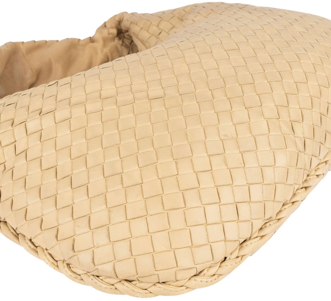 Bottega Veneta Bottega Intrecciato Leather Veneta Belly Hobo Shoulder Bag Beige