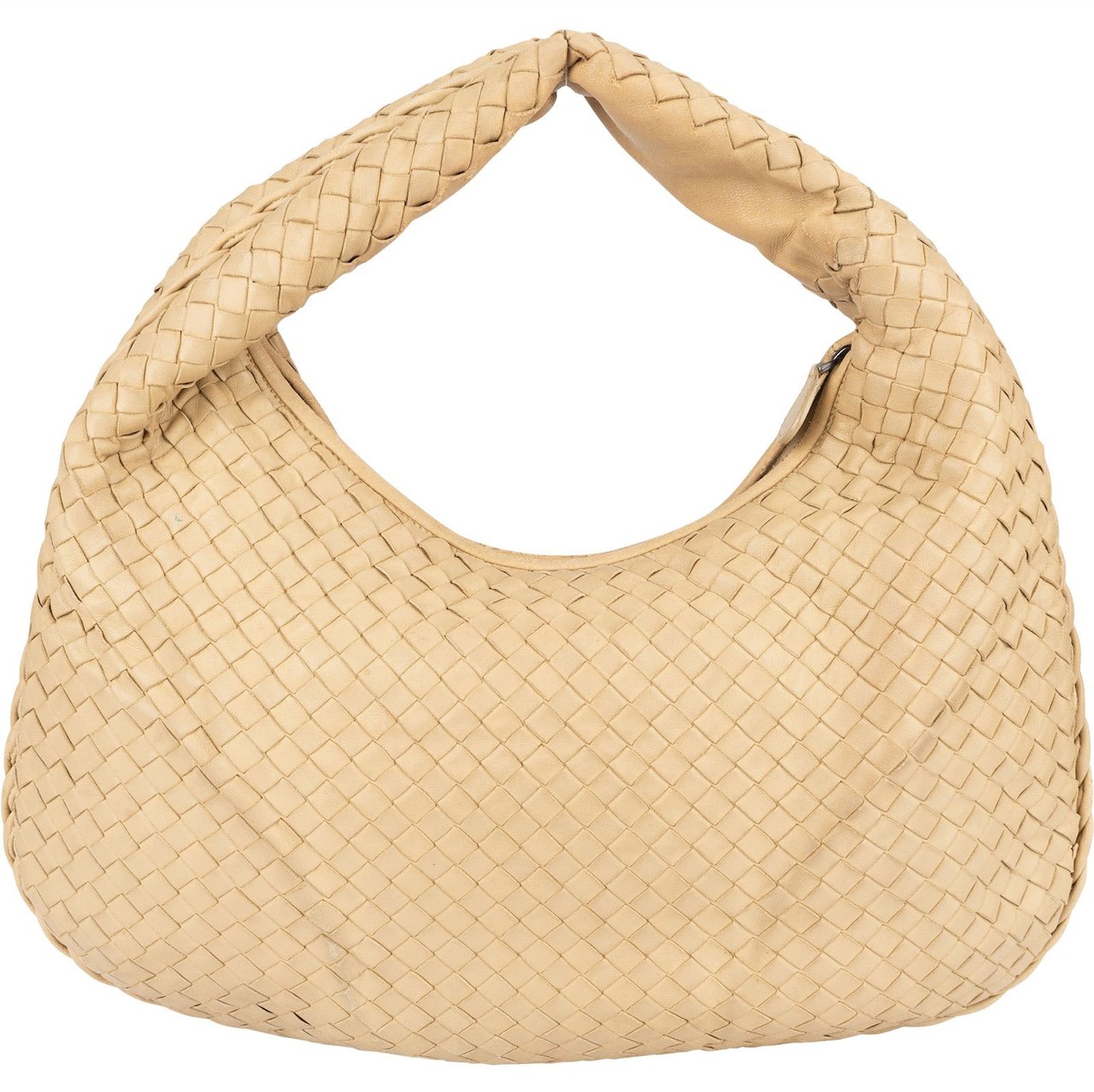 Bottega Veneta Bottega Intrecciato Leather Veneta Belly Hobo Shoulder Bag Beige
