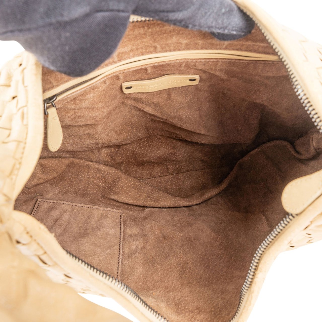 Bottega Veneta Bottega Intrecciato Leather Veneta Belly Hobo Shoulder Bag Beige